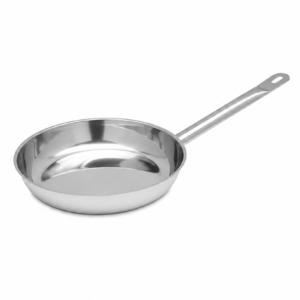 STAINLESS STEEL SANDWICHED BOTTOM FRYING PAN ; 白钢复合底单柄煎盘