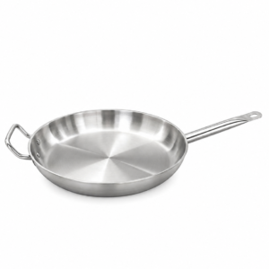 STAINLESS STEEL SANDWICHED BOTTOM FRYING PAN W/ HELPER HANDLE ; 白钢复合底柄耳煎盘