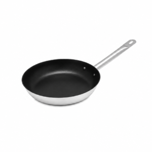 STAINLESS STEEL SANDWICHED BOTTOM NON-STICK FRYING PAN ; 白钢复合底单柄不粘煎盘