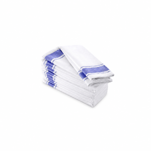 WHITE TOWEL WITH BLUE STRIPE ; 白色蓝条毛巾