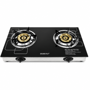HOMELUX TEMPERED GLASS TOP DOUBLE GAS STOVE ; HOMELUX 钢化玻璃面双头燃气炉