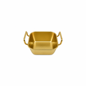 S/S GOLD SNACK BOWL WITH HANDLE ; 金色不锈钢带柄方形小吃碗