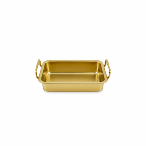 S/S GOLD SNACK BOWL WITH HANDLE ; 金色不锈钢带柄长形小吃碗