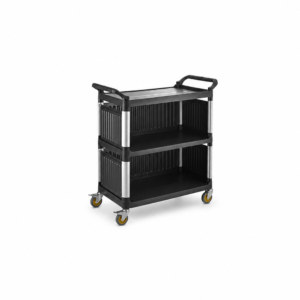 3 TIER PLASTIC SERVING TROLLEY WITH COVER ; 三层塑料送餐推车（带盖）