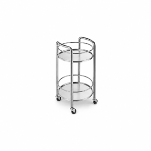 STAINLESS STEEL 2 TIER ROUND SERVING CART ; 不锈钢双层圆形送餐推车