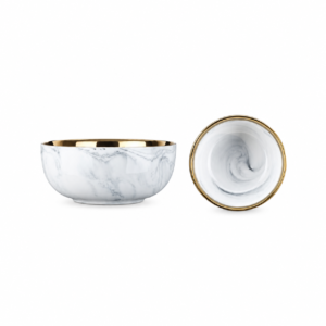 MARBLE COLOR BOWL WITH GOLD RIM ; 金边云石纹企口碗