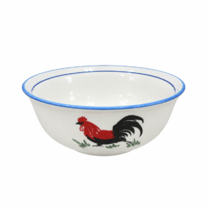 BLUE LINE VINTAGE ROOSTER SHALLOW WIDE BOWL ; 青瓷公鸡宽矮碗