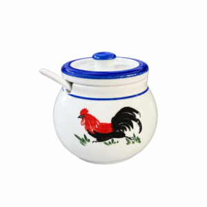 BLUE LINE VINTAGE ROOSTER SPICE JAR ; 青瓷公鸡调味罐