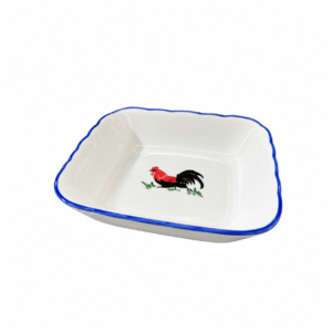 BLUE LINE VINTAGE ROOSTER SQ. PLATE ; 青瓷公鸡方碟
