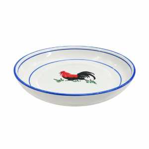 BLUE LINE VINTAGE ROOSTER RICE PLATE ; 青瓷公鸡饭盘
