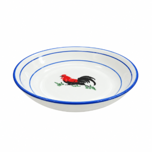 BLUE LINE VINTAGE ROOSTER DEEP PLATE ; 青瓷公鸡深盘