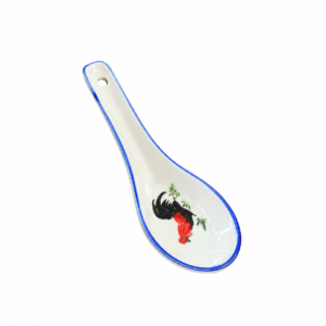 BLUE LINE VINTAGE ROOSTER SOUP SPOON ; 青瓷公鸡汤勺