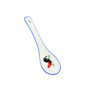 BLUE LINE VINTAGE ROOSTER LONG SOUP SPOON ; 青瓷公鸡加长汤勺