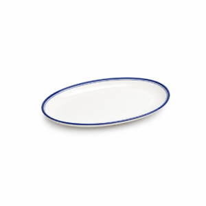 BLUE LINE SQ. RING OVAL PLATE ; 椭圆盘 藍边
