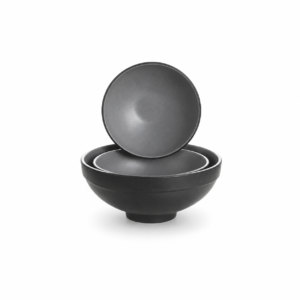BLACK BASE/GREY ROUND BOWL  ; 双色直边圆底碗 灰黑岩