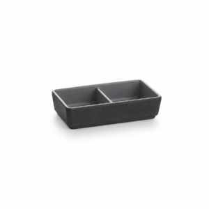 BLACK BASE/GREY SQUARE DISH ; 双色方两格碟 灰黑岩