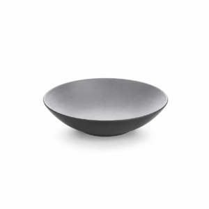 BLACK BASE/GREY ROUND SHALLOW PLATE ; 双色圆浅盘 灰黑岩