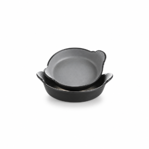 BLACK BASE/GREY ROUND PLATE ; 双色双耳直圆盘 灰黑岩