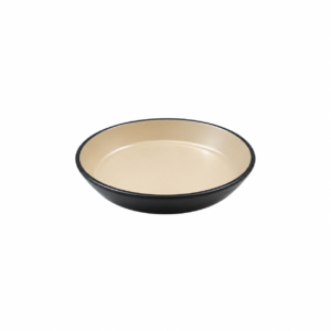 BLACK BASE/BROWN ROUND DEEP PLATE ; 棕黑双色圆深碟