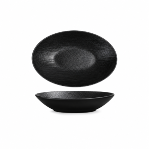 POR. BASALT OVAL BOWL ; 黑岩石椭圆碗