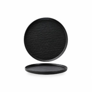 POR. BASALT HIGH RIM ROUND PLATE ; 黑岩石高边圆盘