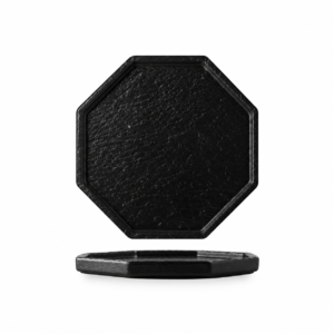 POR. BASALT OCTAGONAL PLATE ; 黑岩石八角盘