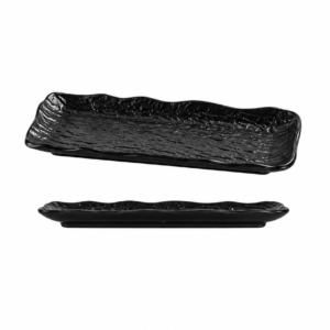 POR. BASALT WAVY REC. PLATE ; 黑岩石波浪长方盘