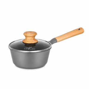 NON-STICK SAUCE PAN W/GLS LID ; 不沾底玻璃盖单柄锅