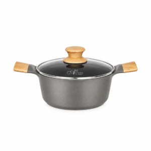 NON-STICK CASSEROLE W/GLS LID ; 不沾底玻璃盖双耳锅