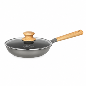 NON-STICK FRY PAN W/GLS LID ; 不沾底玻璃盖单柄鼎