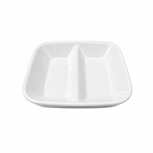 ME. 2 COM. SAUCE DISH ; 仿瓷两格味碟